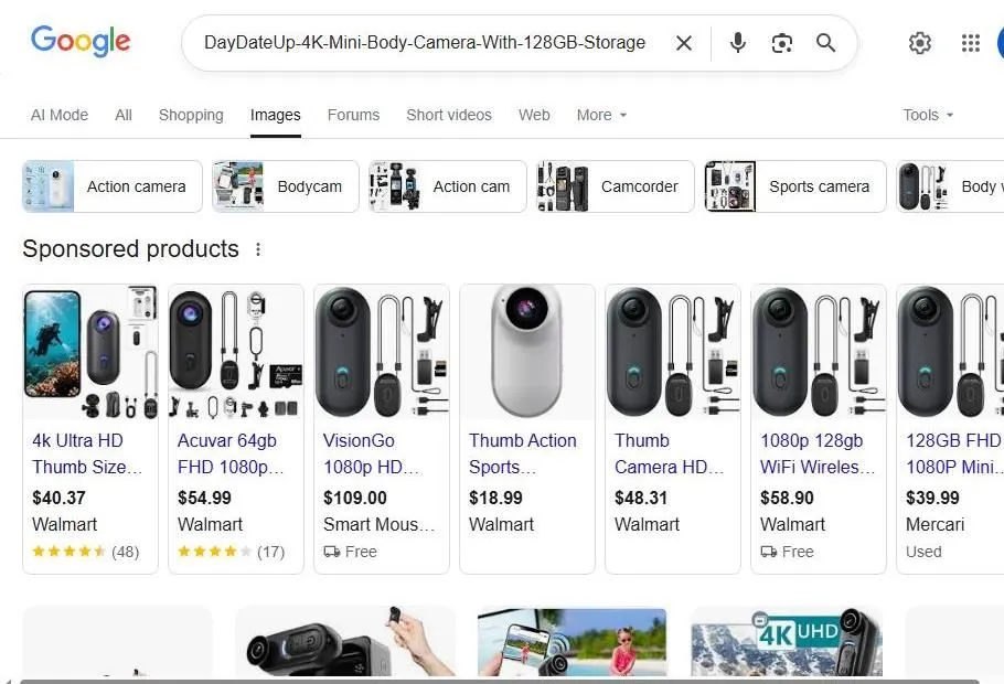 Google Search Results for Mini Body Camera