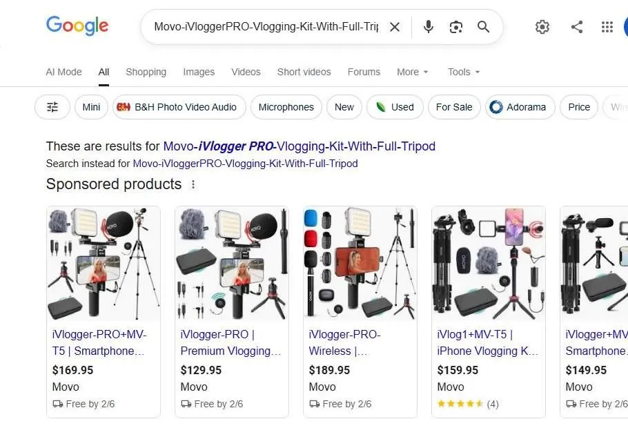 Google Search Results for Movo iVlogger PRO Kits