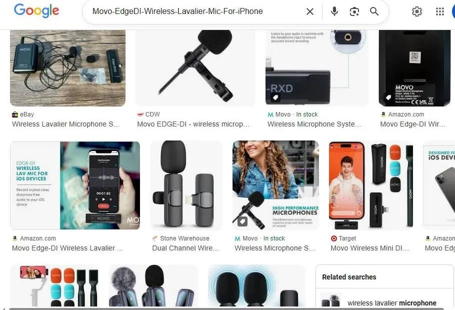 Google Search Results for Movo Wireless Lavalier Microphones