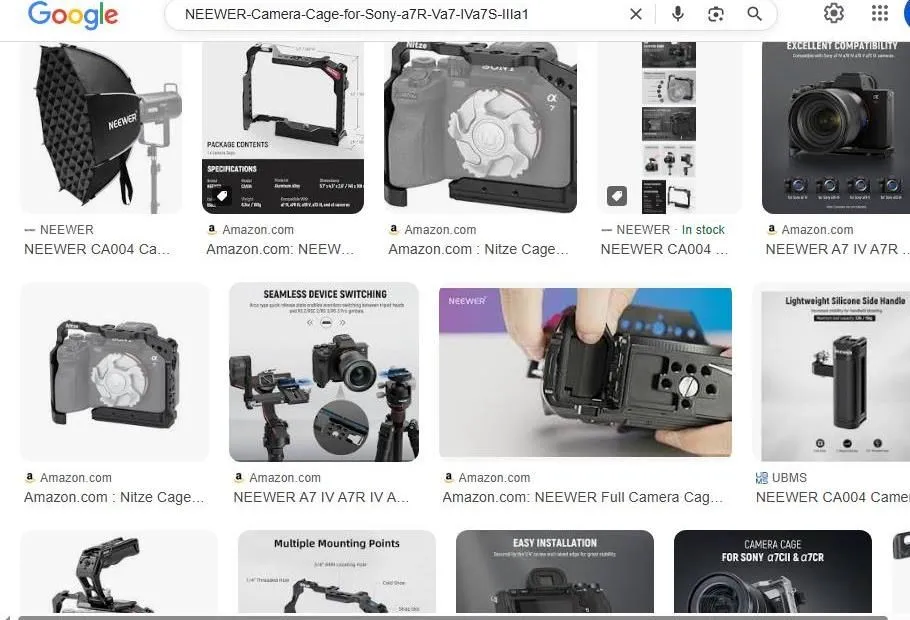 Google Search Results for Neewer Camera Cages