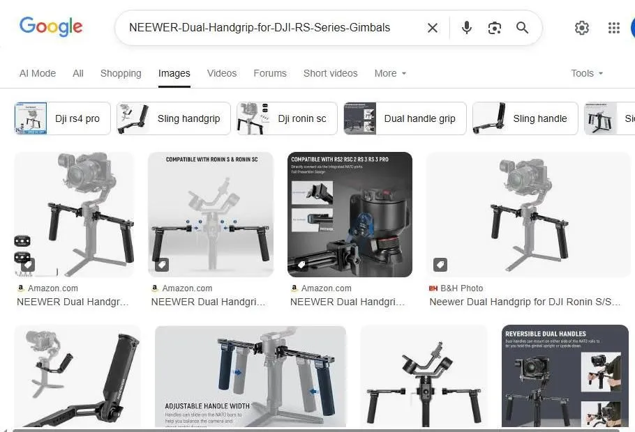 Google Search Results for Neewer Dual Handgrip