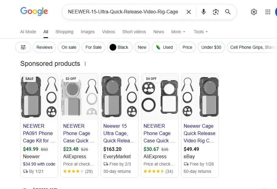 Google Search Results for Neewer iPhone Video Rig Cages