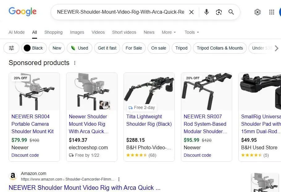 Google Search Results for Neewer Shoulder Mount Video Rigs