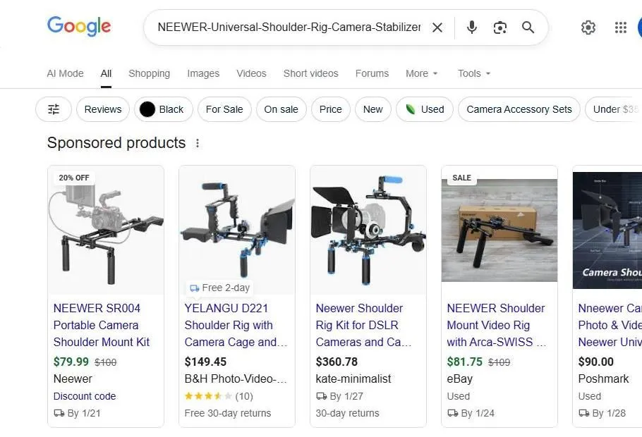 Google Search Results for Neewer Shoulder Rig