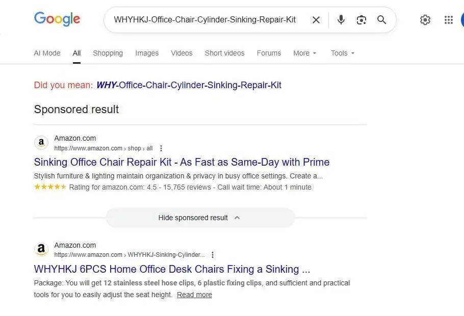 Google Search Results for Office Chair Repair Kit