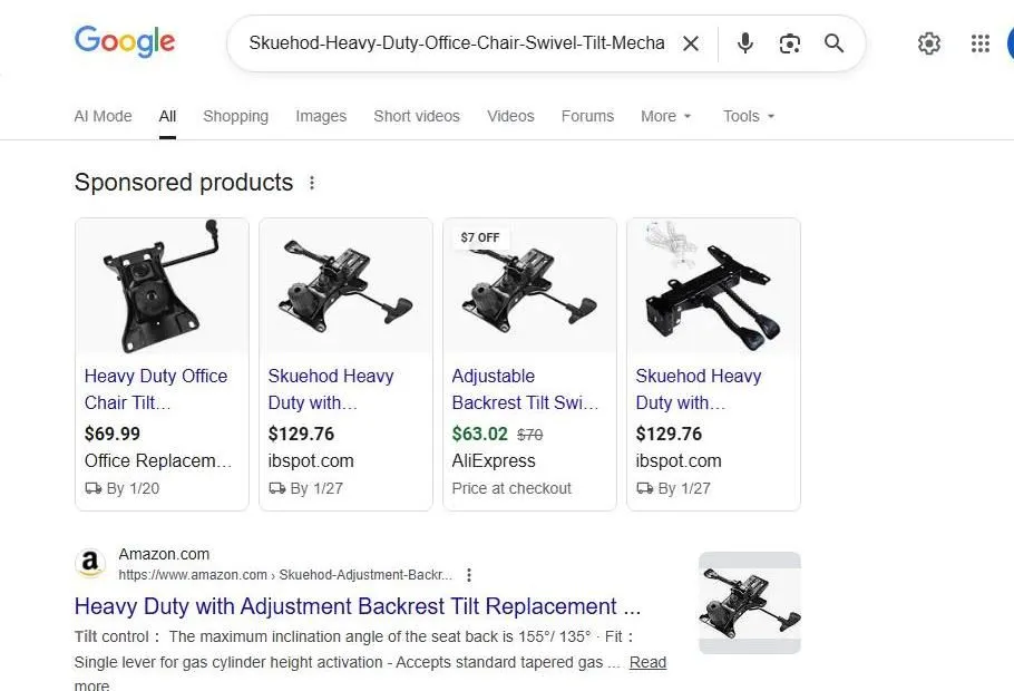 Google search results for office chair tilt mechanisms