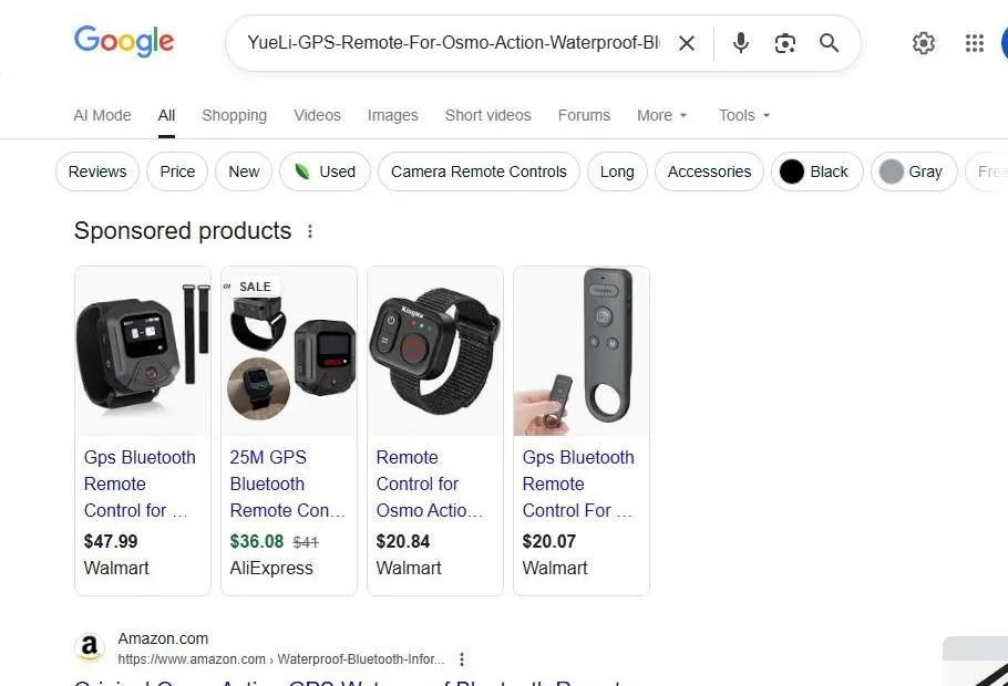Google Search Results for Osmo Action GPS Remote Control