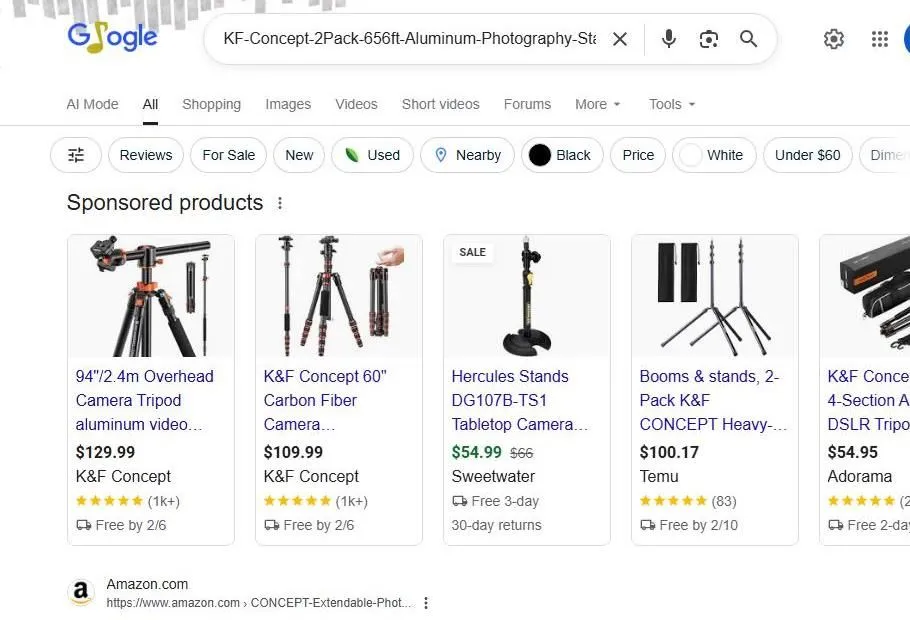 Google Search Results for Photography Stands and Tripods