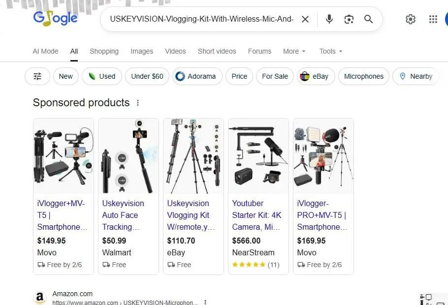 Google Search Results for Vlogging Kits
