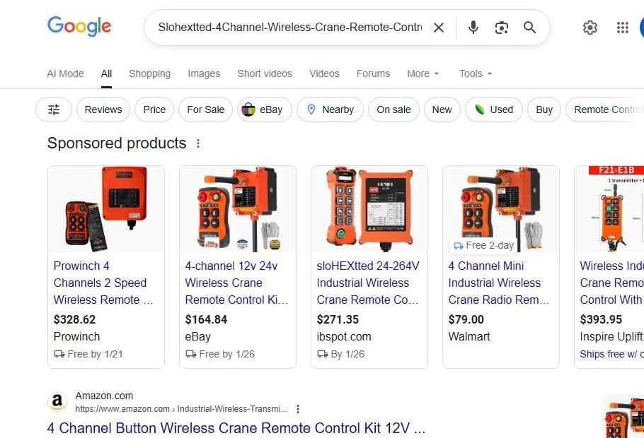 Google Search Results for Wireless Crane Remote Controls