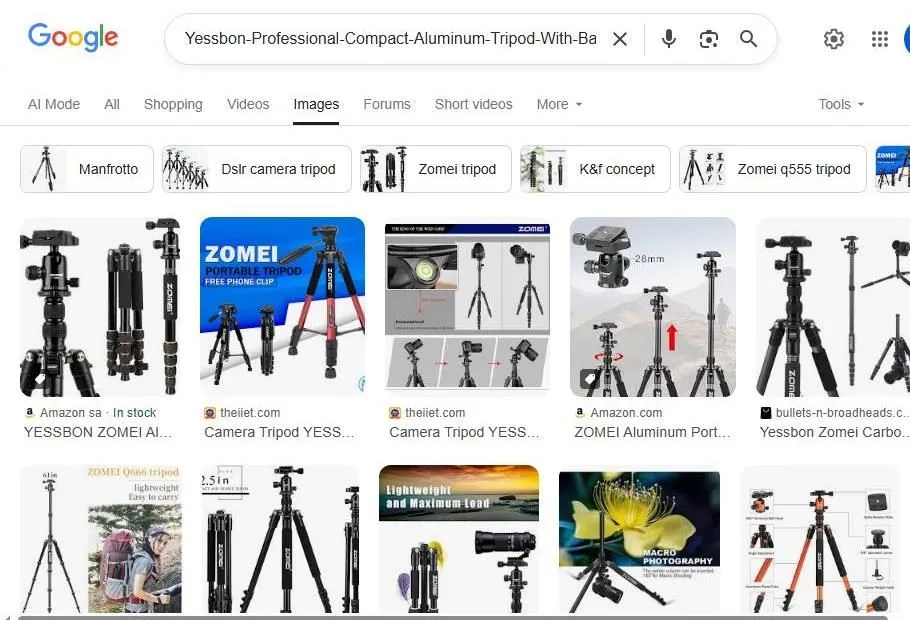 Google Search Results for Yessbon Professional Compact Aluminum Tripod