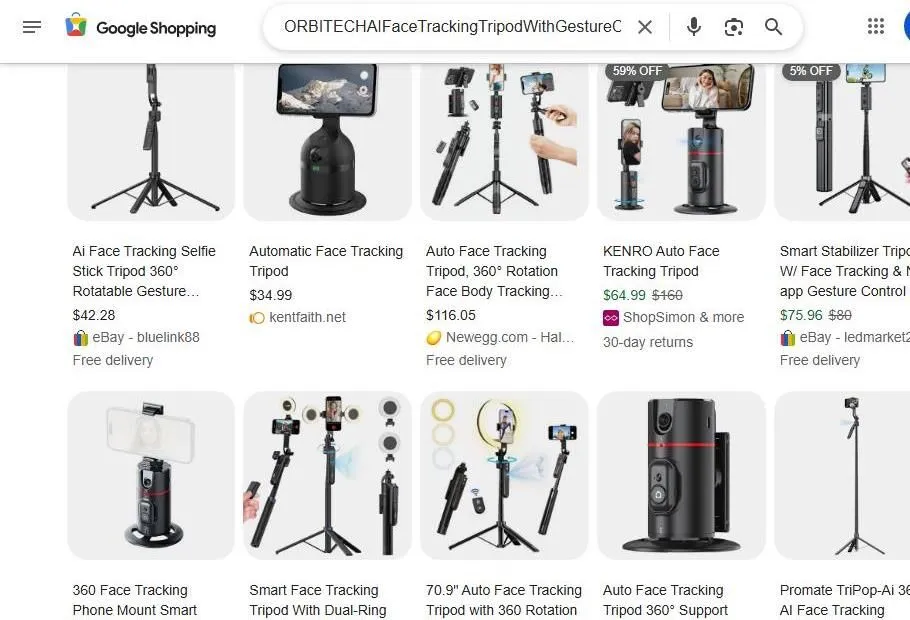 Google Shopping results for AI face tracking tripods