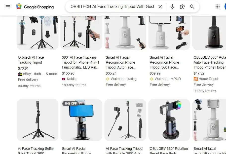 Google Shopping Results for AI Face Tracking Tripods