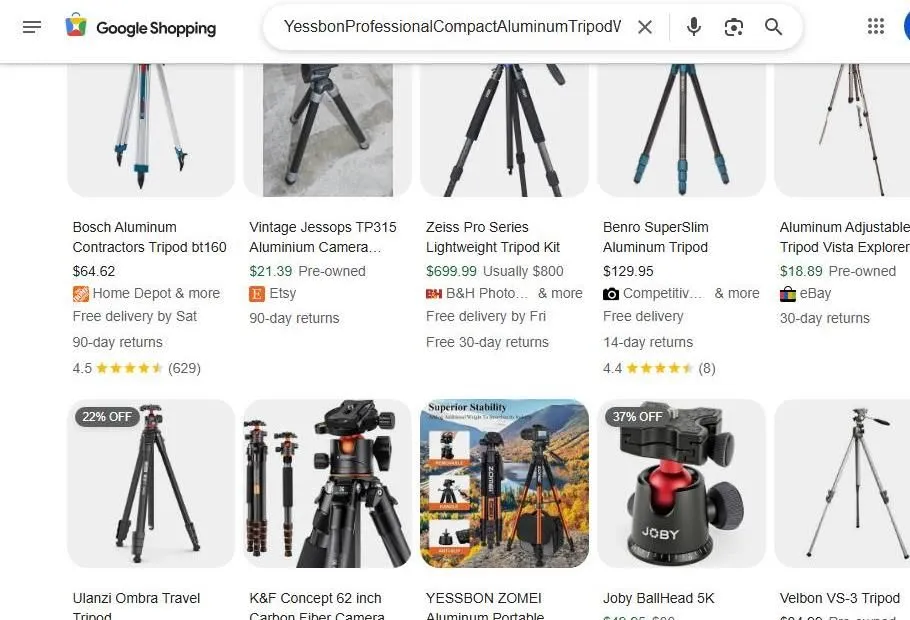 Google Shopping Results for Aluminum Tripods