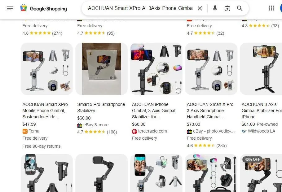 Google Shopping Results for AOCHUAN Smart X Pro Gimbal