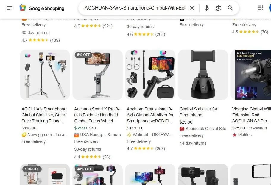 Google Shopping Results for Aochuan Smartphone Gimbals