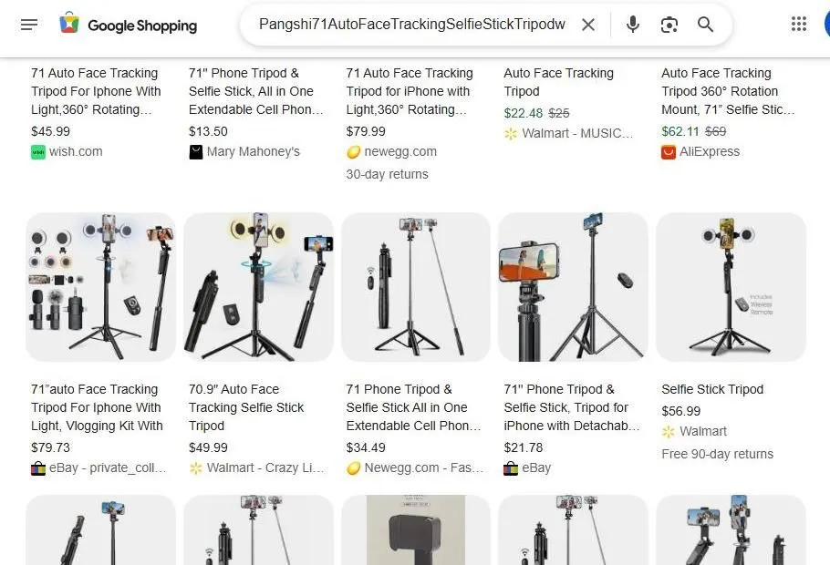 Google Shopping results for auto face tracking selfie stick tripods
