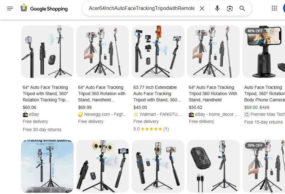 Google Shopping results for auto face tracking tripods