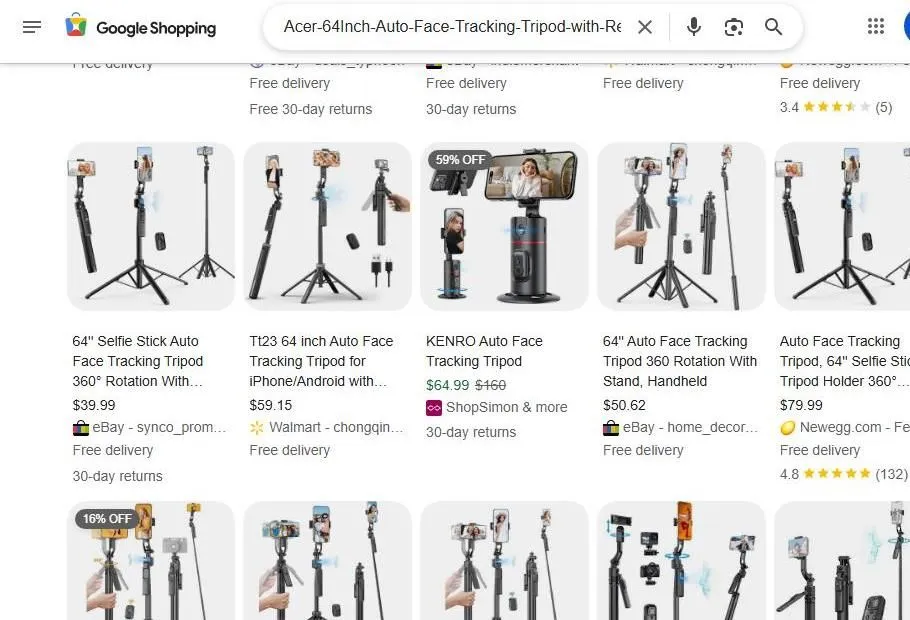 Google Shopping results for auto face tracking tripods