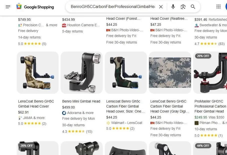 Google Shopping Results for Benro Gimbal Heads