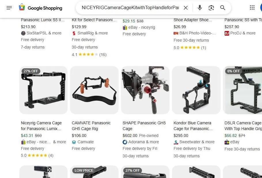 Google Shopping Results for Camera Cages