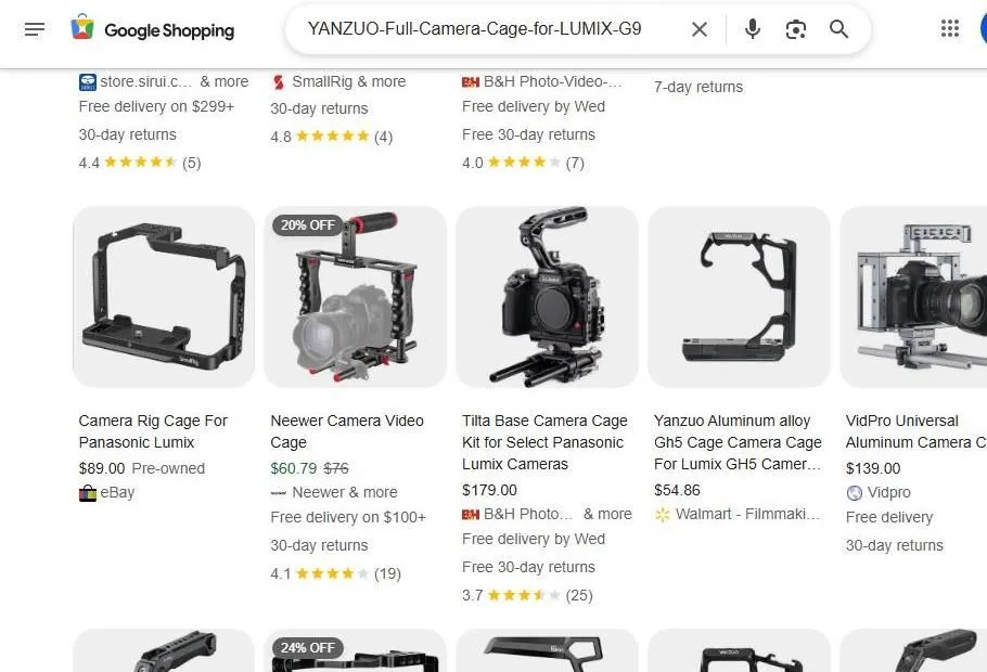 Google Shopping Results for Camera Cages