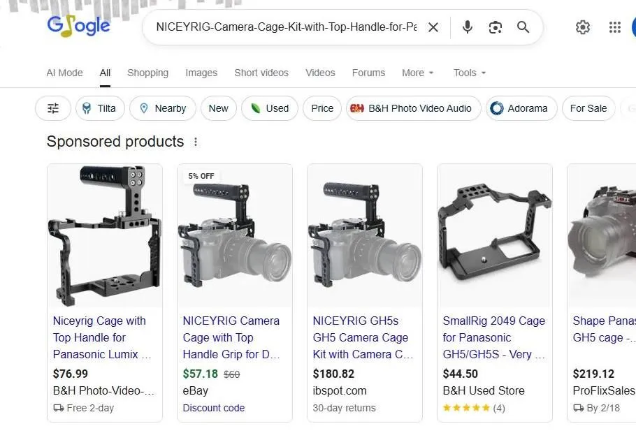 Google Shopping Results for Camera Cages