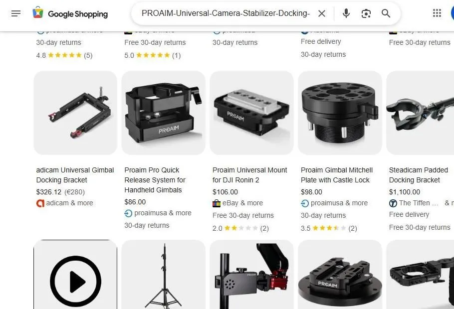 Google Shopping results for camera stabilizer accessories