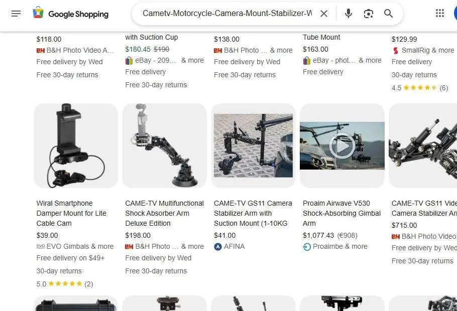 Google Shopping results for camera stabilizer arms