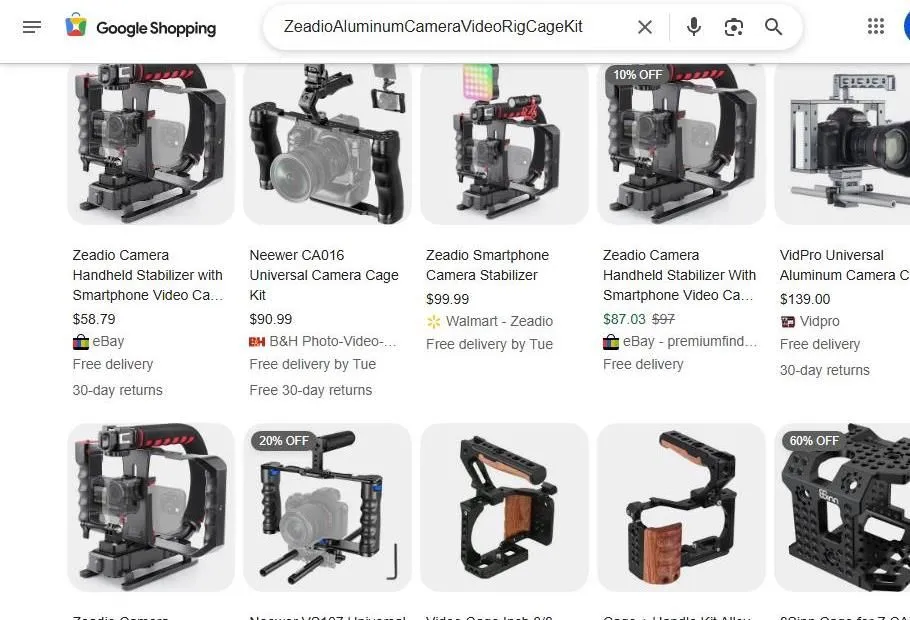 Google Shopping Results for Camera Video Rig Cages