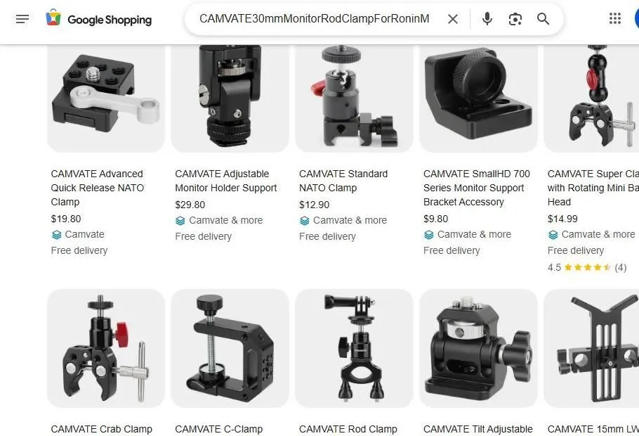 Google Shopping results for CAMVATE camera mounting accessories