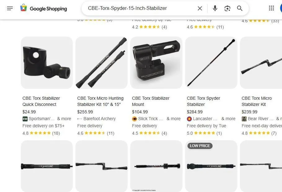 Google Shopping results for CBE Torx archery stabilizers