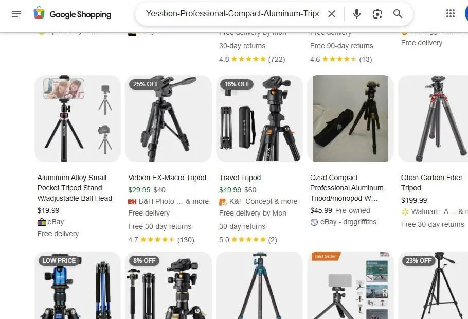 Google Shopping Results for Compact Tripods