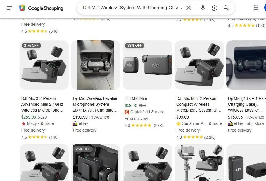 Google Shopping results for DJI Mic systems