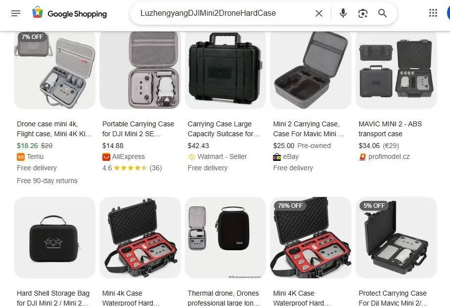 Google Shopping results for DJI Mini 2 drone cases
