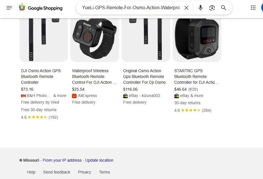 Google Shopping results for DJI Osmo Action GPS remote controllers