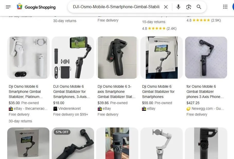 Google Shopping results for DJI Osmo Mobile 6