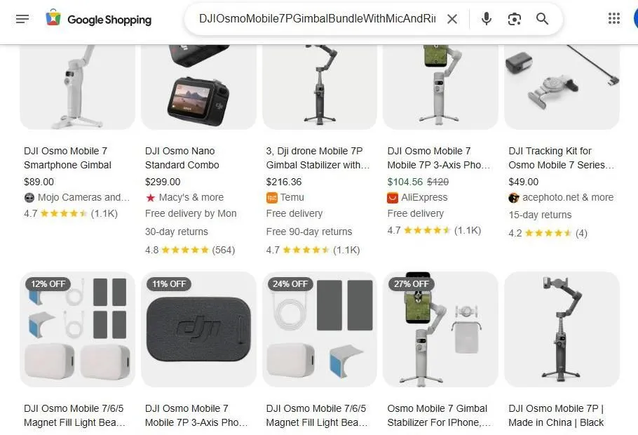 Google Shopping Results for DJI Osmo Mobile 7