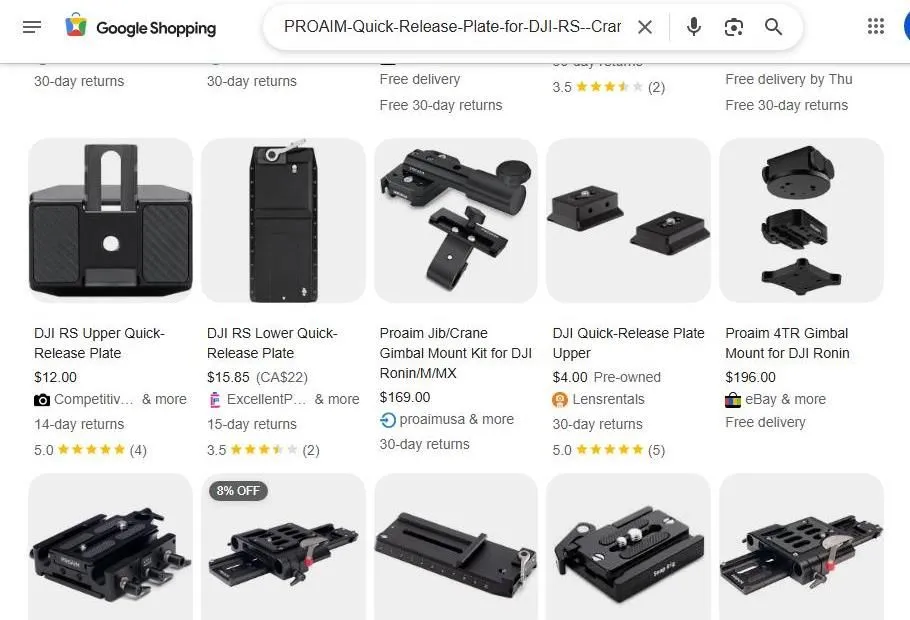 Google Shopping results for DJI RS quick release plates