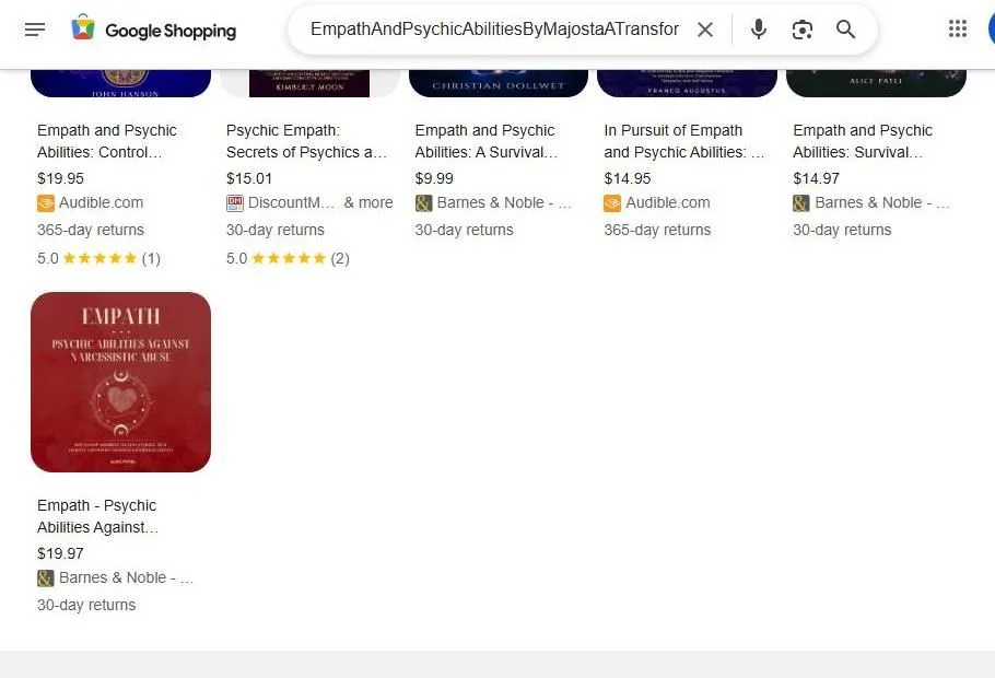 Google Shopping results for Empath and Psychic Abilities books