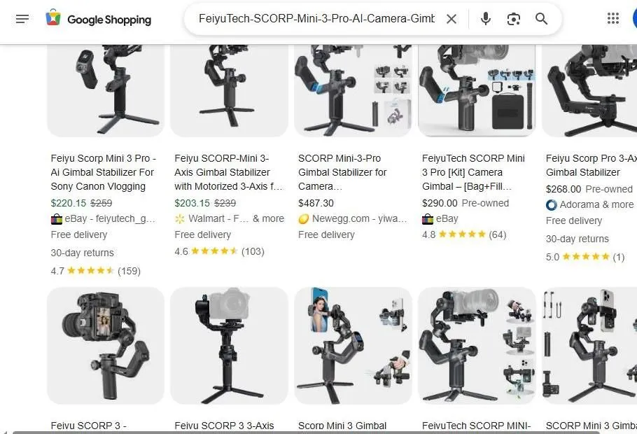 Google Shopping Results for Feiyu Scorp Mini 3 Pro