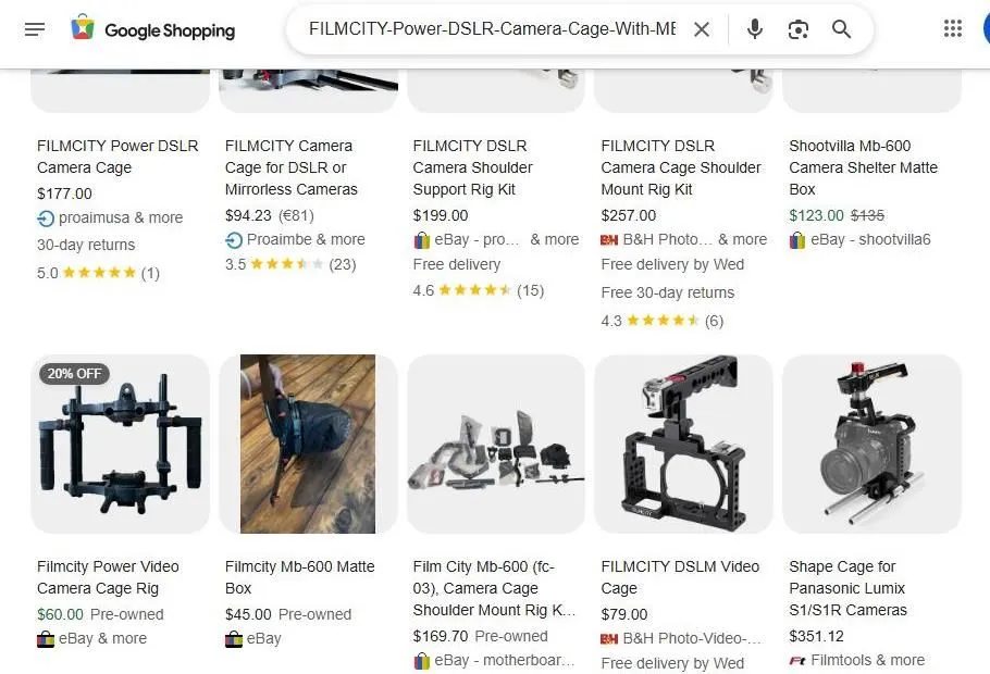 Google Shopping results for Filmcity camera cages