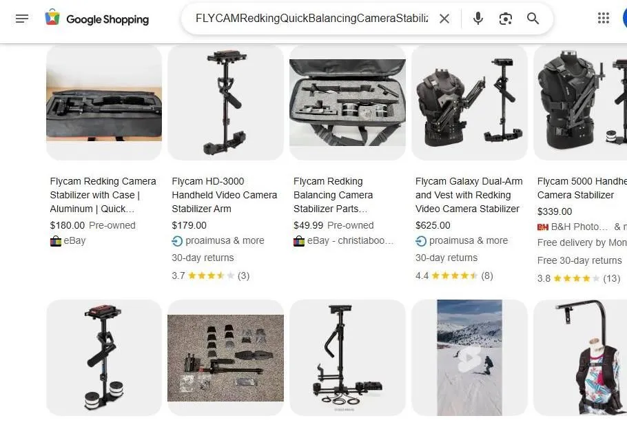 Google Shopping results for Flycam camera stabilizers