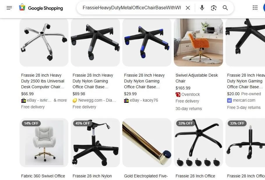 Google Shopping results for Frassie heavy duty office chair bases