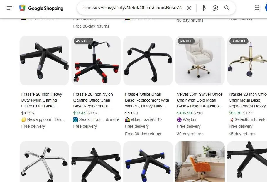 Google Shopping results for Frassie heavy duty office chair bases