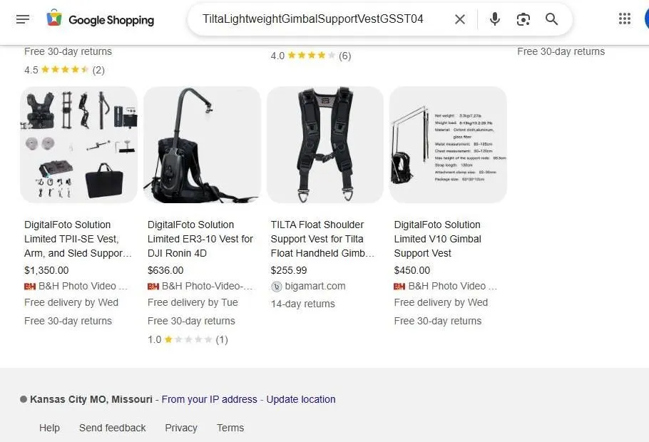 Google Shopping Results for Gimbal Support Vests