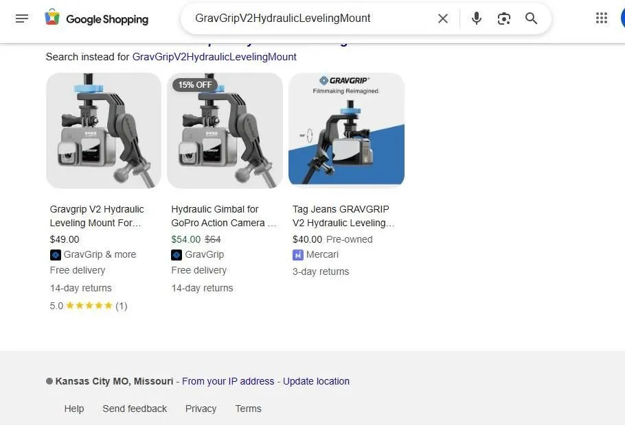 Google Shopping results for GravGrip V2 Hydraulic Leveling Mount