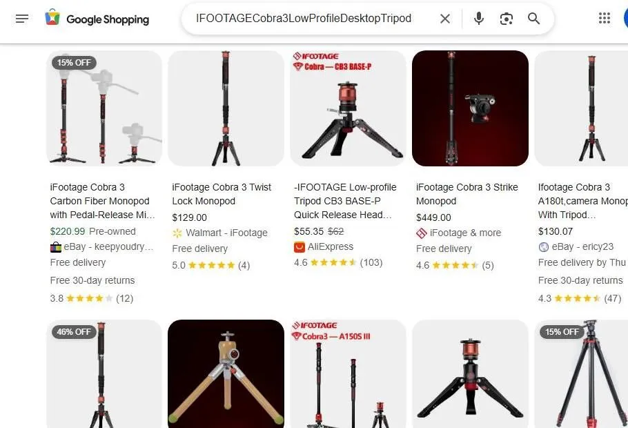 Google Shopping results for iFootage Cobra 3 series