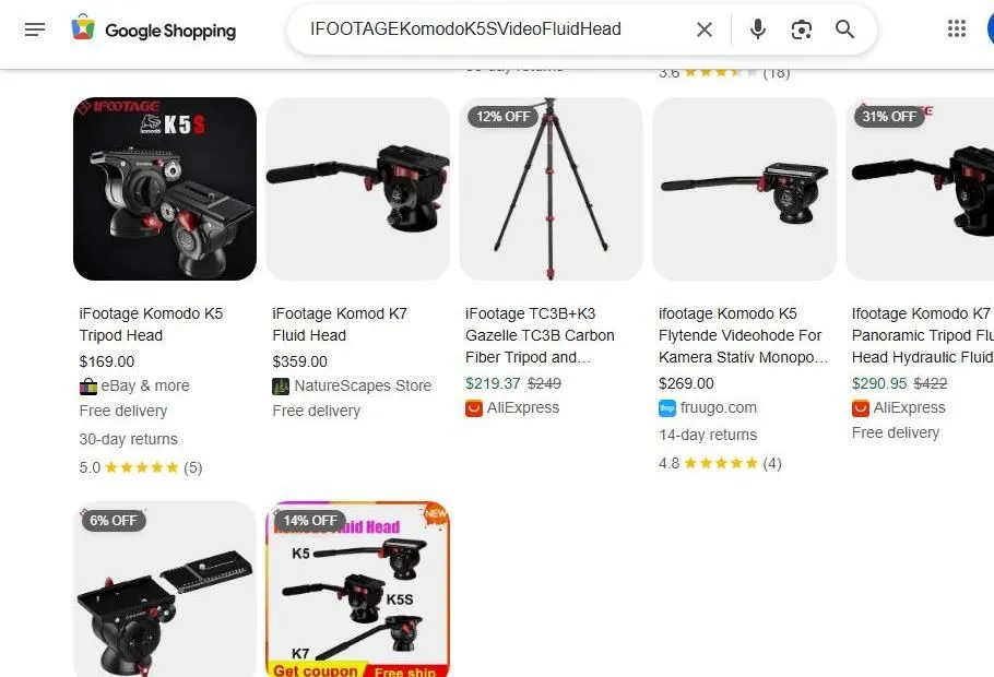 Google Shopping results for iFootage video fluid heads