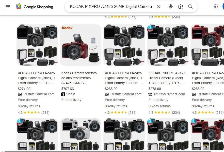 Google Shopping Results for Kodak Pixpro AZ425